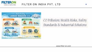 Blog Banner explaining carbon monoxide (CO) pollution, health impacts, safety limits, and industrial solutions.